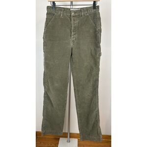 Vintage Abercrombie Fitch Corduroy Pants Womens Sz 2 Green Carpenter Y2K